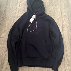 Tommy Hilfiger Black Hoodie with Red-Trim Drawstrings